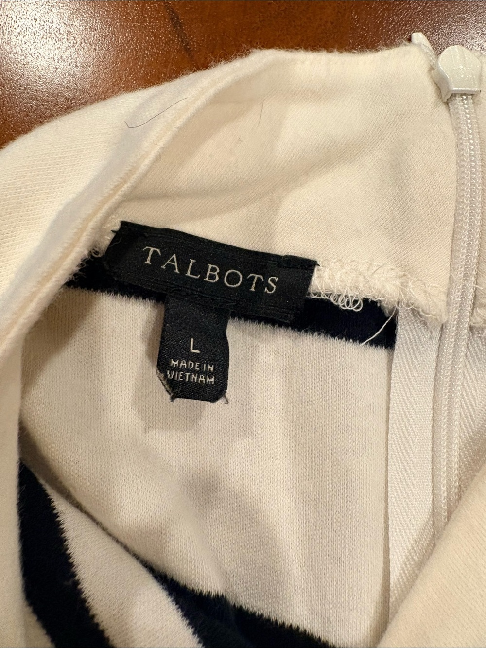 Talbots, Striped Sleeveless Mock Neck Top - White & Black, size L - Picture 5 of 7